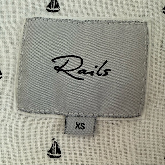 Rails Charli Black Mini Sailboats Button Down Shirt Linen Blend Size XS - Picture 2 of 9